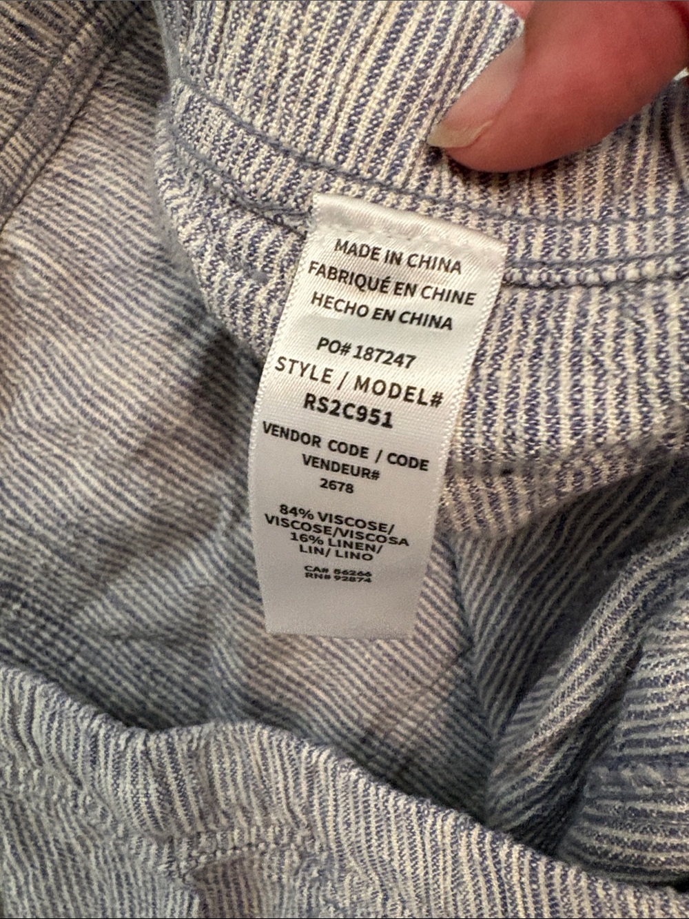 Splendid Women's Blue Striped Cropped Drawstring Linen-Blend Pants - Picture 3 of 4